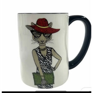 Hip Animal Mug, Cat, Tiger, Signature Housewares Inc, Stoneware, Nib, 17.5oz